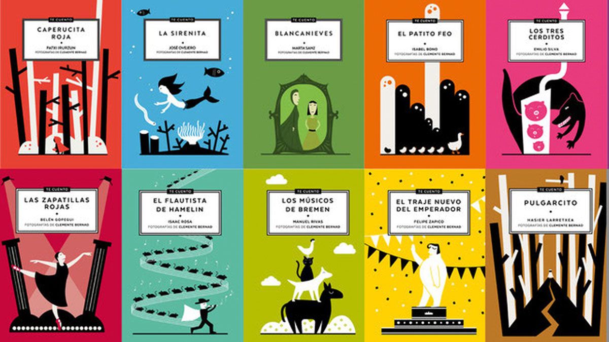 Diez portadas diseñadas por Zuri Negrín para la colección 'Te cuento...' de la Editorial Alkibla.