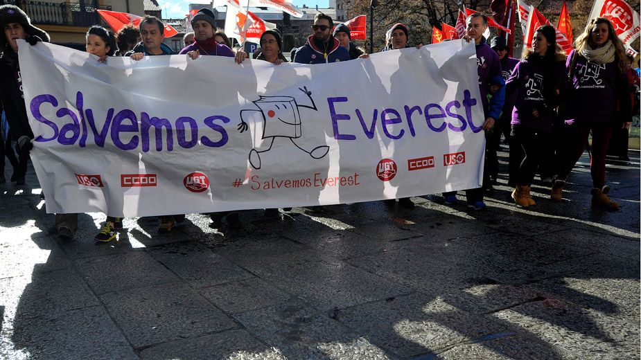 Imagen de la manifestación de los trabajadores de Everest el pasado sábado en León. | DANIEL MARTÍN