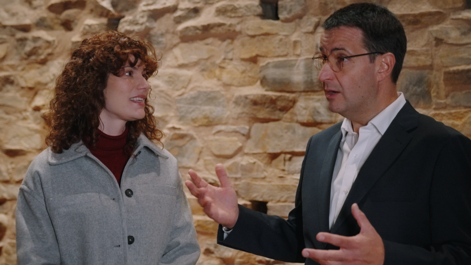 Lidia con García Bueso en el Castillo de Ponferrada. 