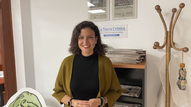 Lidia Coca en la sede de La Nueva Crónica en Ponferrada durante la entrevista. | Javier Fernández Lidia Coca en la sede de La Nueva Crónica en Ponferrada durante la entrevista. | Javier Fernández