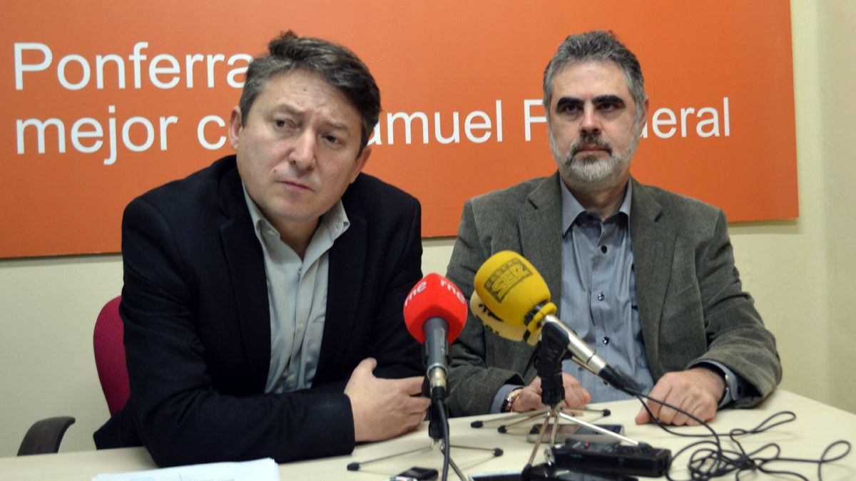 Folgueral y Fernando Álvarez de USE, en una imagen de archivo durante una rueda de prensa.