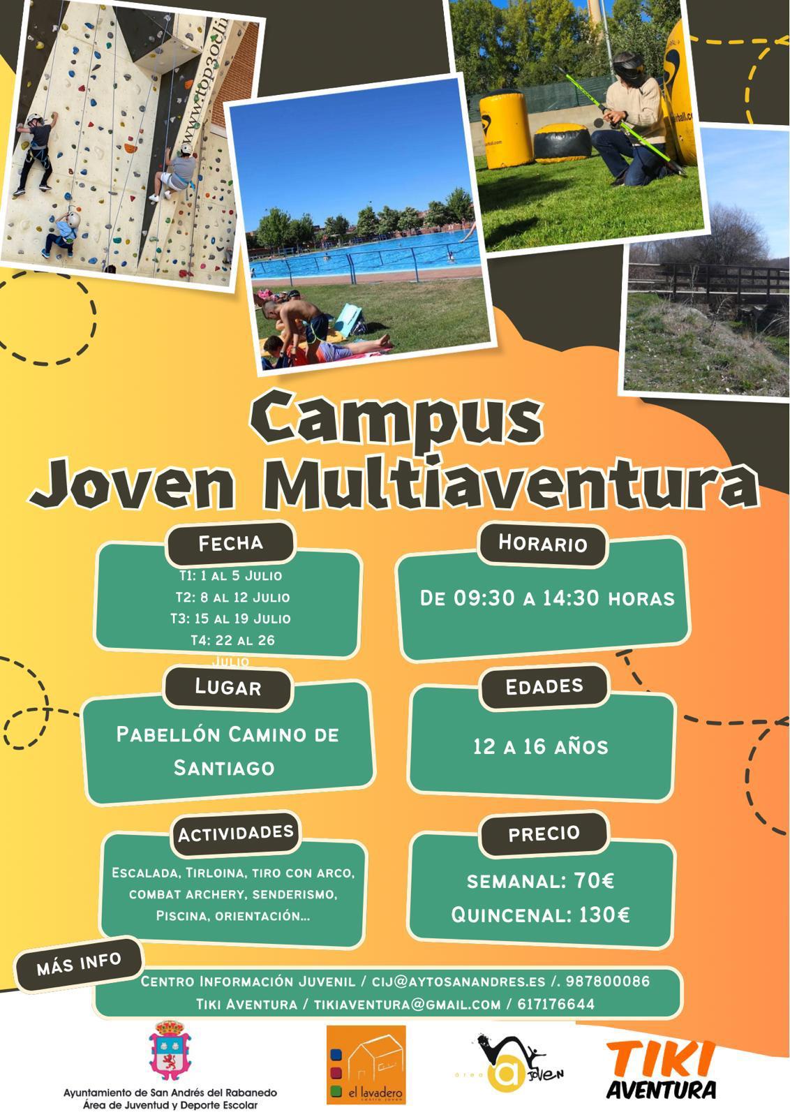 Cartel del 'Campus Joven Multiaventura' de San Andrés del Rabanedo. | L.N.C.