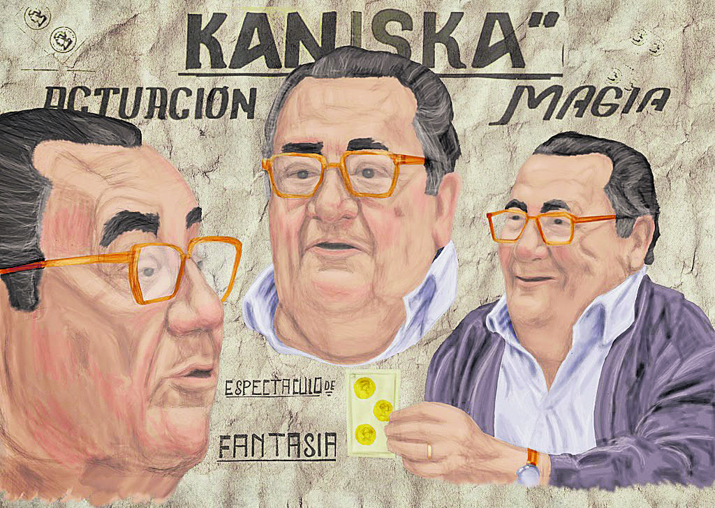Carteles "muy modernos" del artista que durante muchos años se anunciaba con un folio escrito a mano por él, era suficiente, todos sabían quié era Kaniska.
