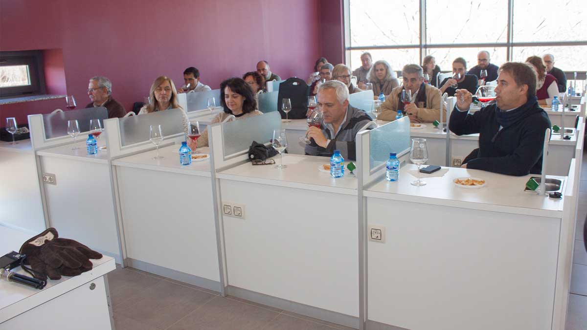 Momento de la cata dirigida por Alejandro González en la sede de la denominación ubicada en Coyanza. | T.G.