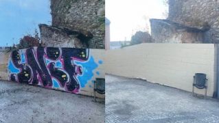 Eliminación de algunas de las pintadas en la ciudad. Eliminación de algunas de las pintadas en la ciudad.