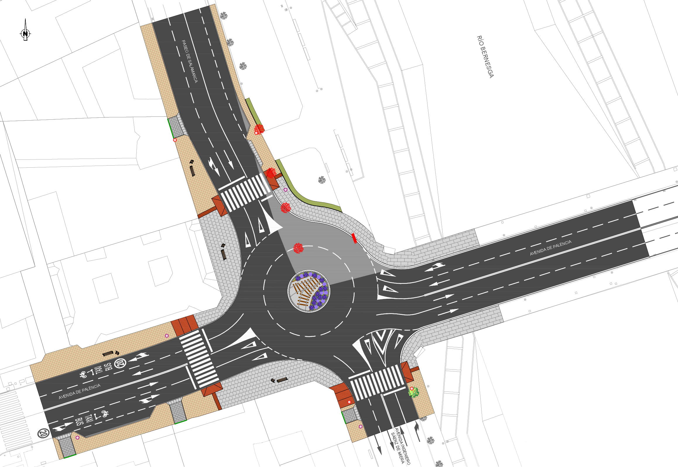 Plano de la nueva glorieta del puente de los Leones que ejecutará el Ayuntamiento. | LNC