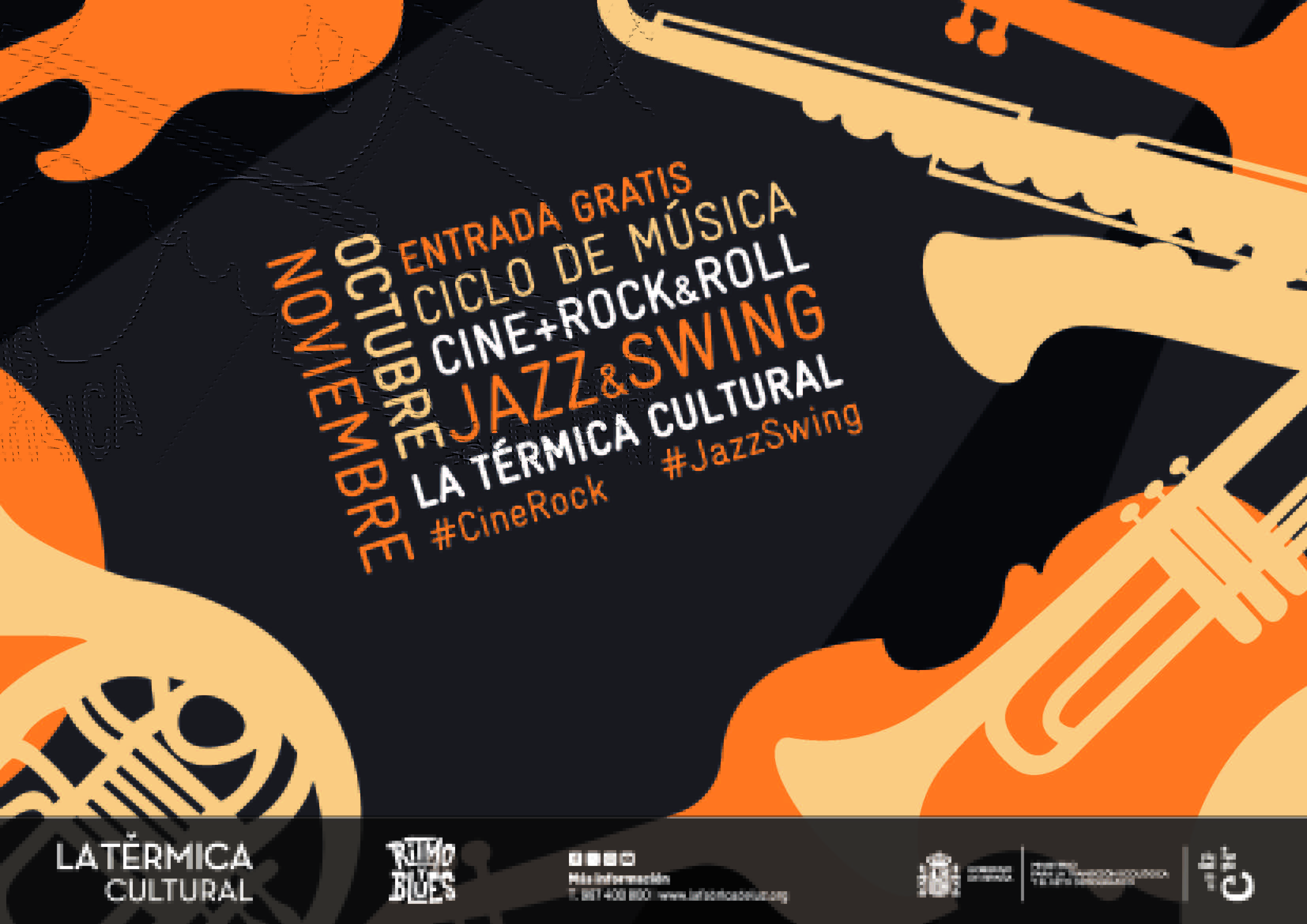 Cartel de los ciclos de cine y música que se trasladan a La Térmica Cultural.