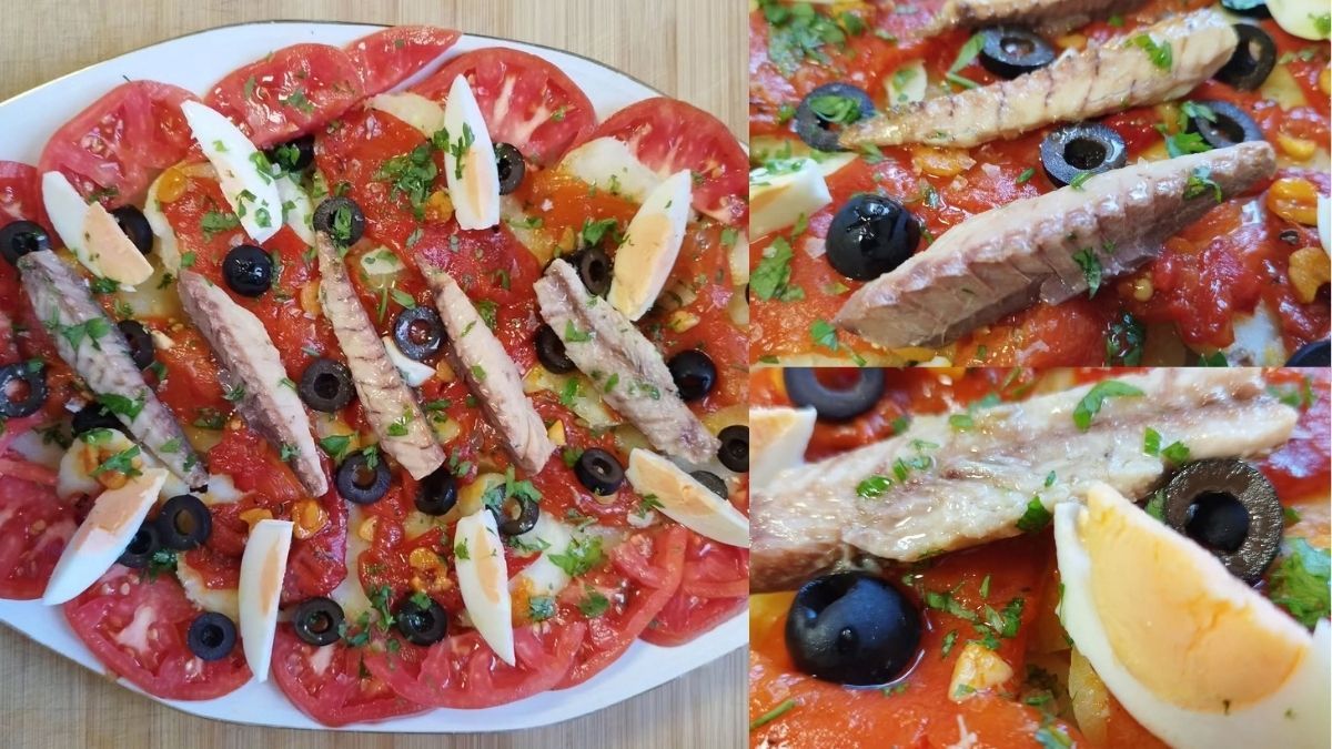 Ensalada templada de patatas, pimientos y caballa de Marcelo Ramón. | L.N.C. Ensalada templada de patatas, pimientos y caballa de Marcelo Ramón. | L.N.C.