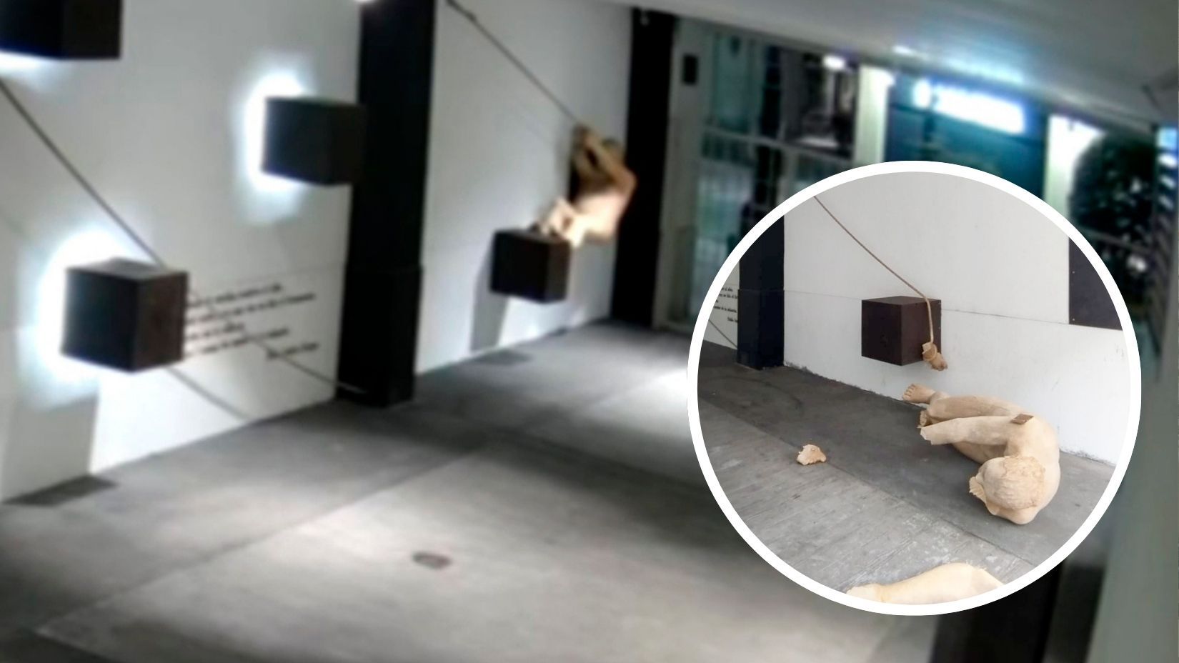 Así cayó la escultura de Amancio González en el Pasaje de Ordoño. | LNC