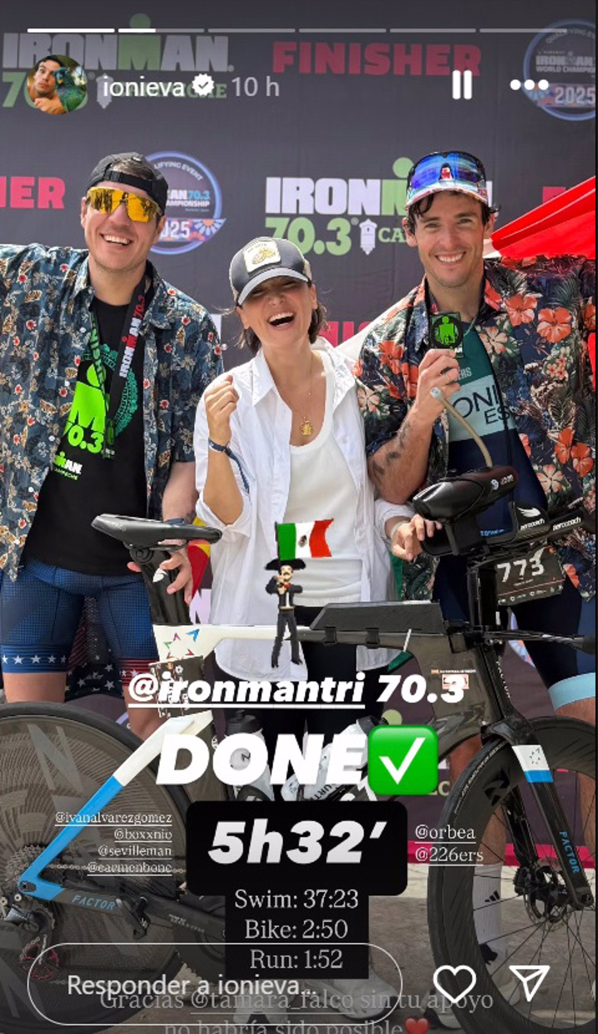 Tamara Falcó ha arropado a Íñigo Onieva en su primer Ironman, en Campeche (México) | INSTAGRAM ÍÑIGO ONIEVA
