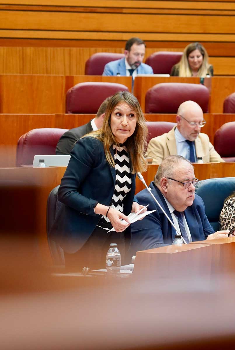 Intervención de la consejera de Educación, Rocío Lucas, en el Pleno de las Cortes. | MIRIAM CHACÓN (ICAL)