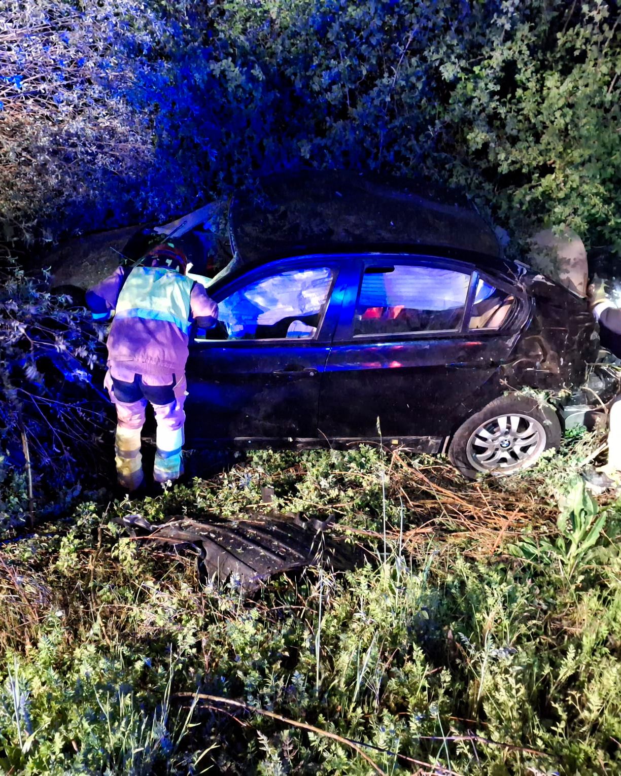 Intervención de los Bomberos de León en el accidente