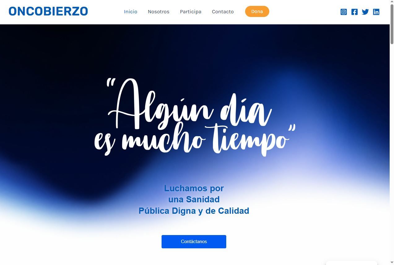 Página principal de la nueva web de Oncobierzo.