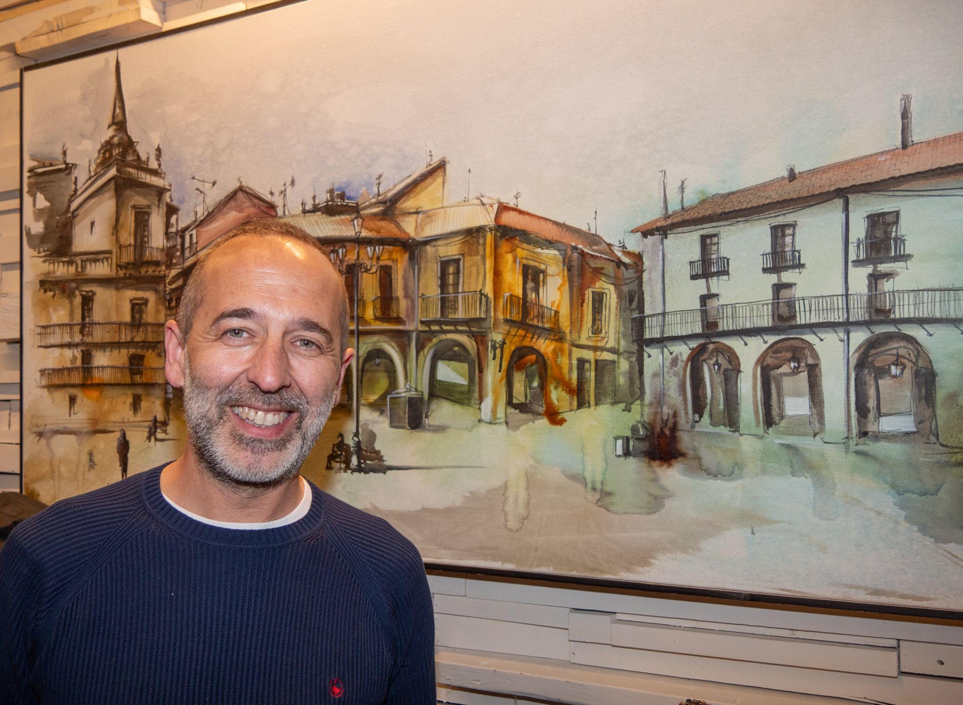 Gerar Santos en la inauguración de su muestra en Amarone. | VICENTE GARCÍA