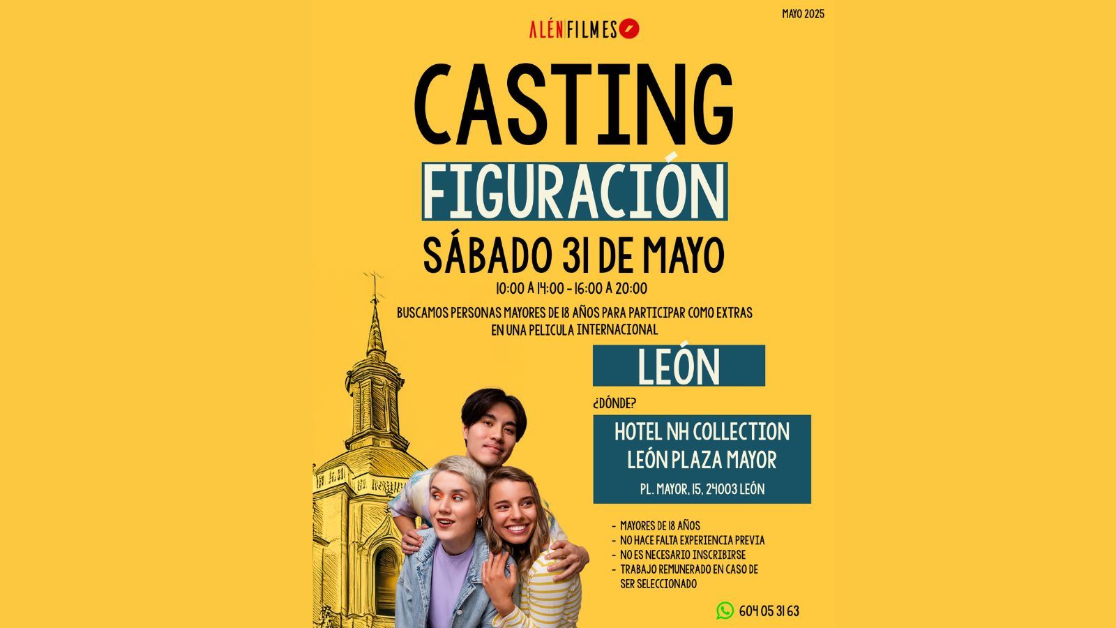 El cartel del casting convocado para este sábado en León.