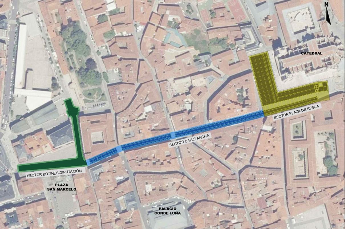 Plano de los tres sectores que abarca la renovación de pavimento. | JCYL