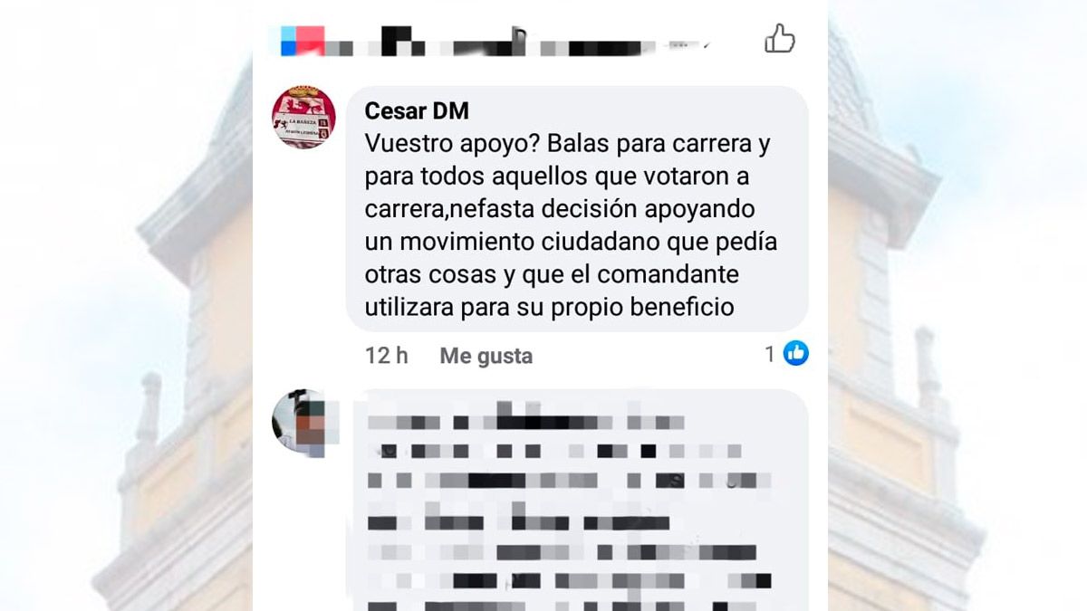 Comentario escrito en la red social 'Facebook' por el concejal que denuncia Vox. | L.N.C.