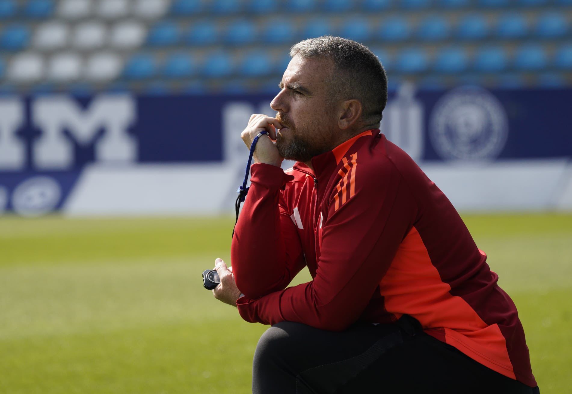 Javi Rey durante uno de los entrenamientos en El Toralín. PONFERRADINA