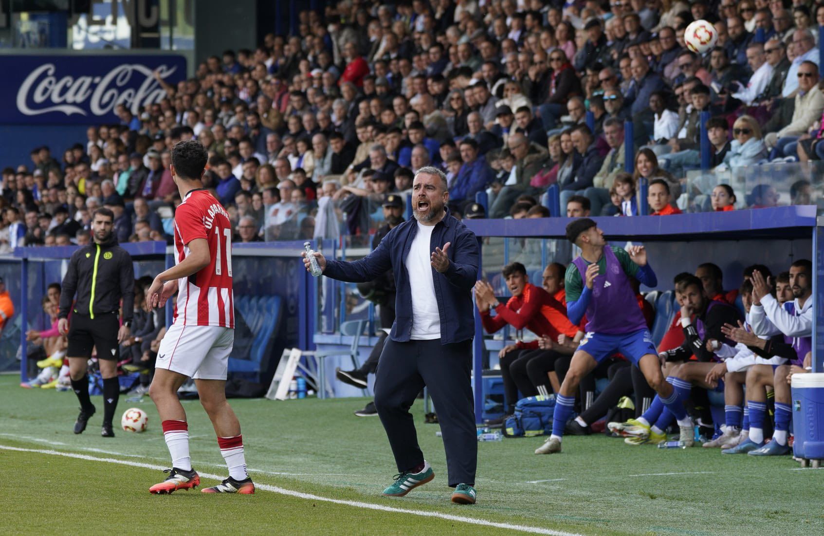 Javi Rey explicó tras el partido que a la Ponferradina le faltó chispa en la zona ofensiva. PONFERRADINA