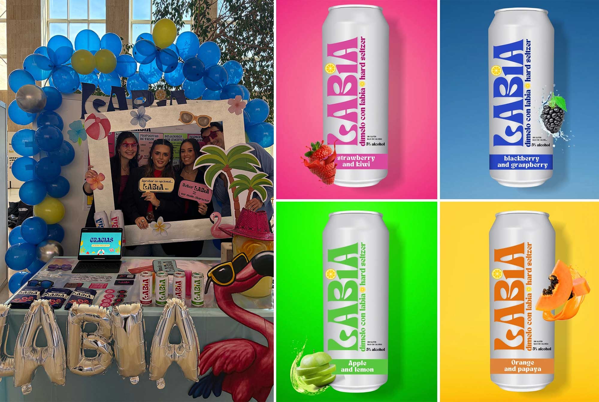 Presentación de la marca en la 'Business Talent' de la Universidad de León y sus latas. L.N.C.