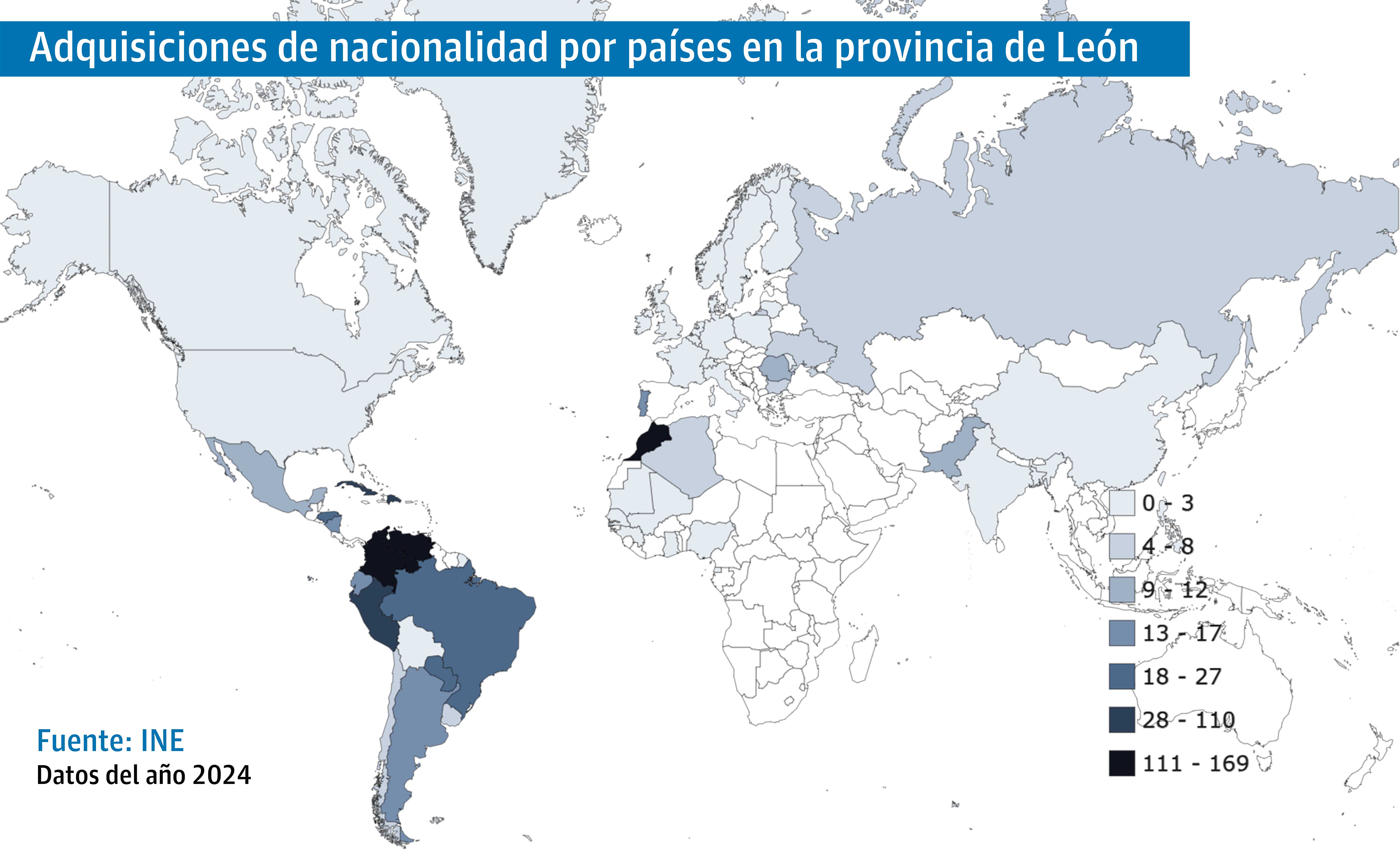 Mapa con las nacionalizaciones registradas en la provincia leonesa. | L.N.C.