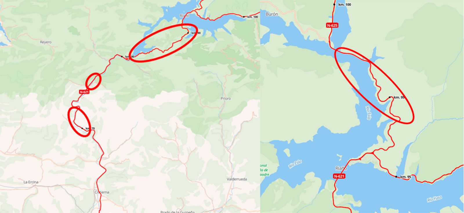 Obras en las carreteras entre Riaño y Cistierna