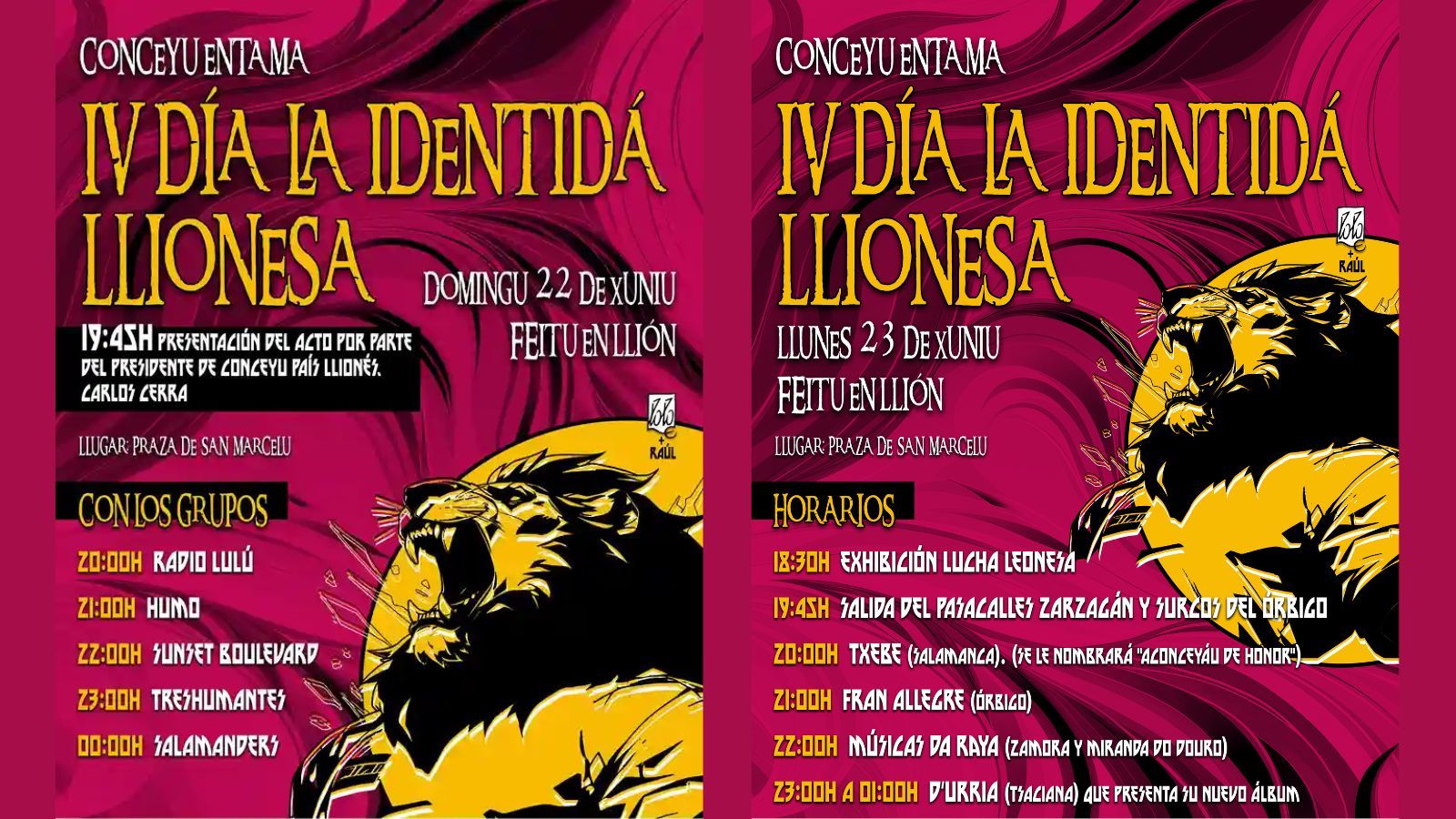 Los carteles del IV Día de la Identidá Llionesa.