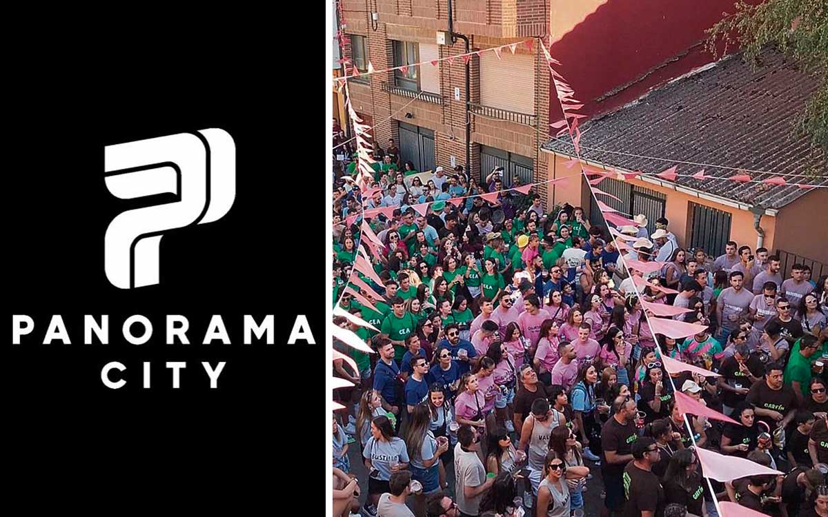 Logo de Panorama City y una imagen de archivo de algunos participantes de una edición anterior de Interpueblos. | L.N.C.