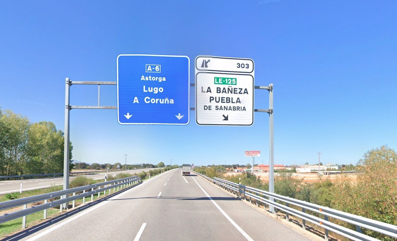 Tramo de la A-6 entre La Bañeza y Astorga.