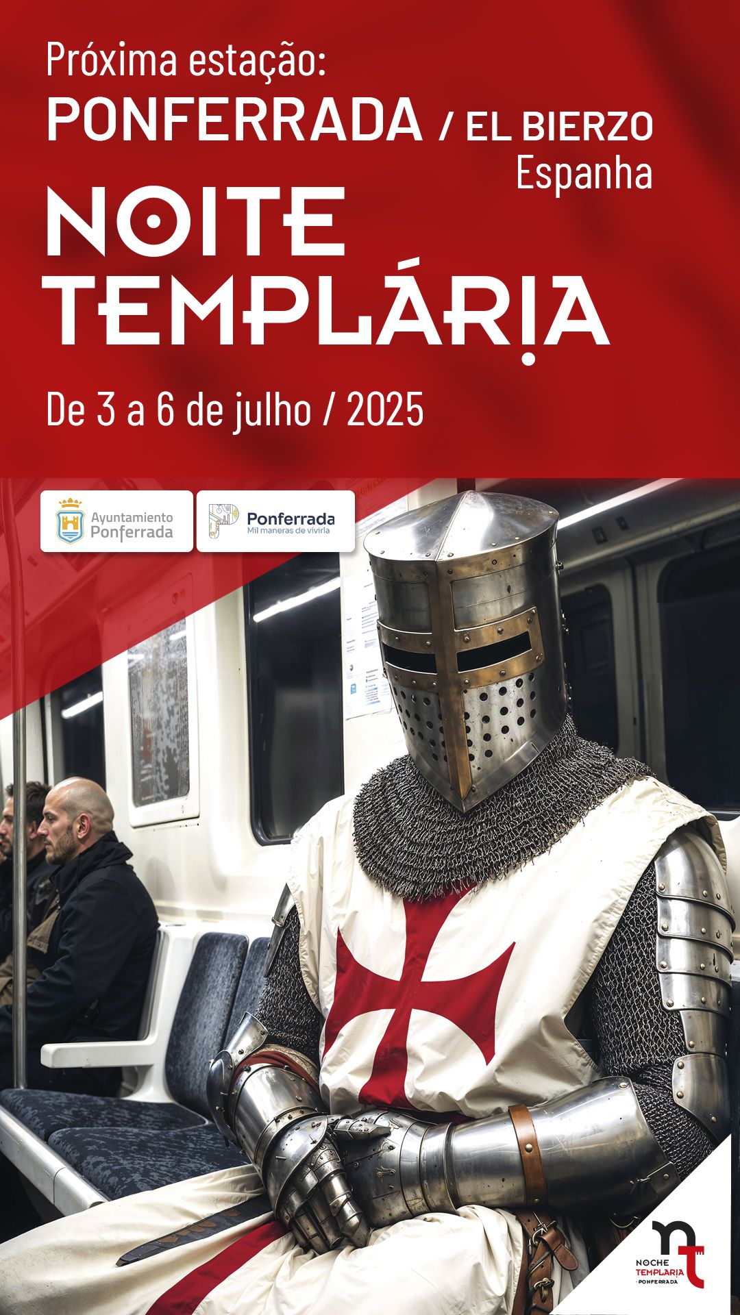 Cartel de la promoción de la Noche Templaria en Portugal.