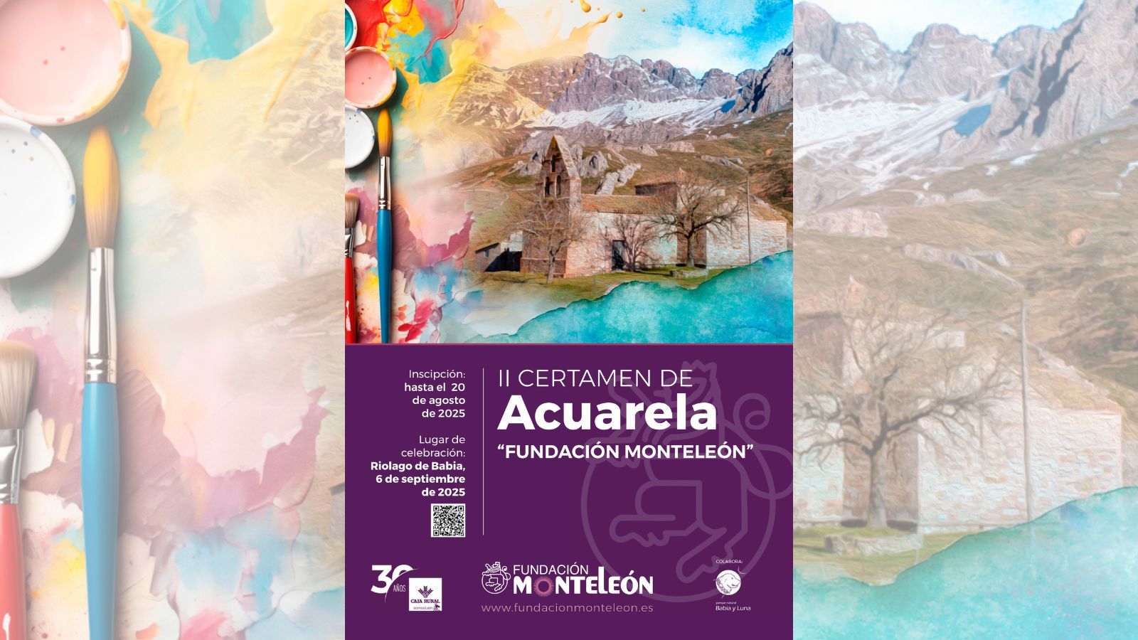 El cartel del II Certamen de Acuarela 'Fundación MonteLeón'.