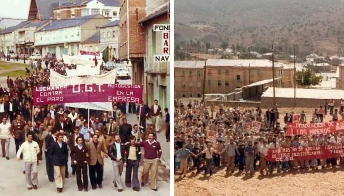 Imágenes históricas de la lucha obrera en Fabero. 