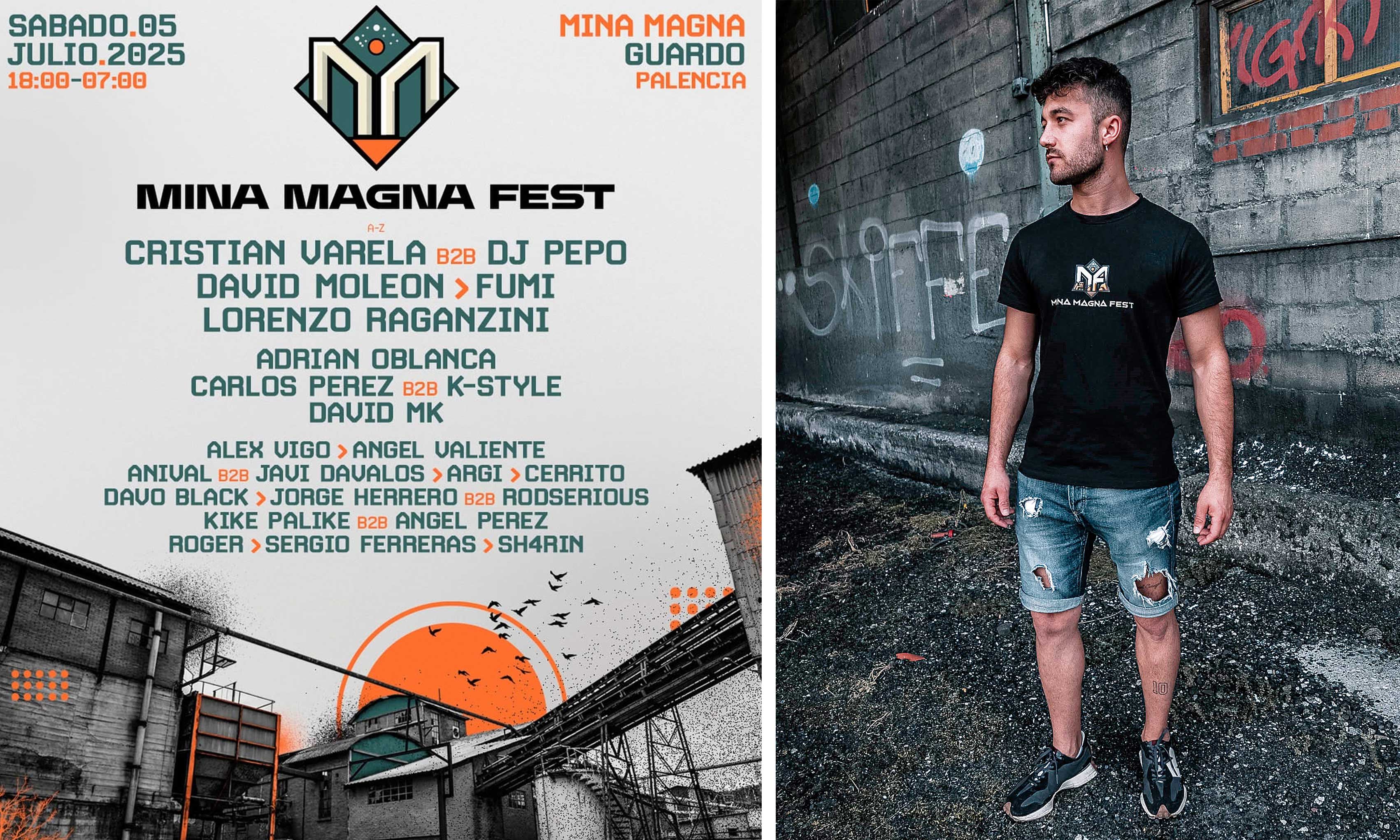 Cartel del festival y Rubén Cerezal, impulsor del Mina Magna. | L.N.C.