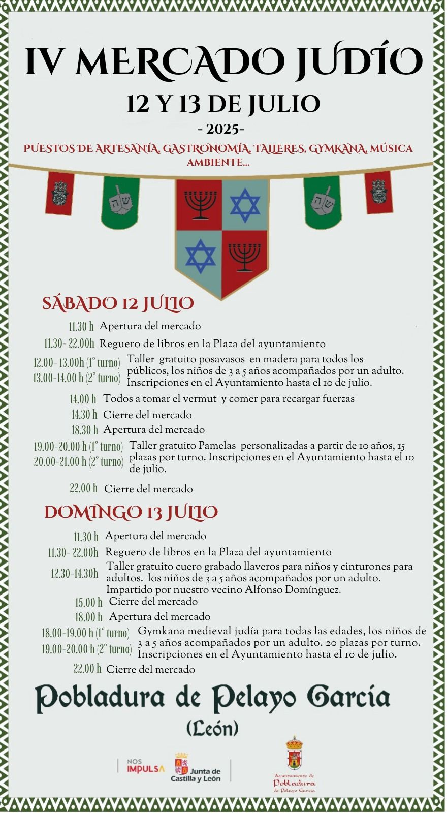 Horarios de las actividades del Mercado Judío.