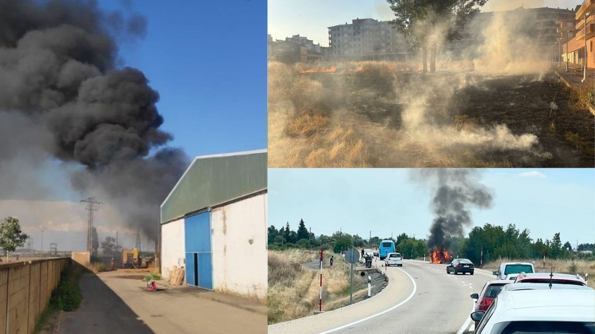 Imágenes de los distintos incendios que se produjeron ayer en León. | POLICÍA LOCAL / L.N.C.