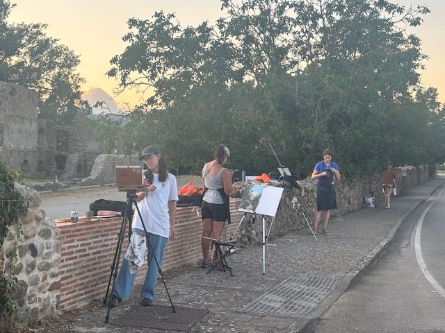 Alumnos trabajando en la Escuela de Paisaje. 