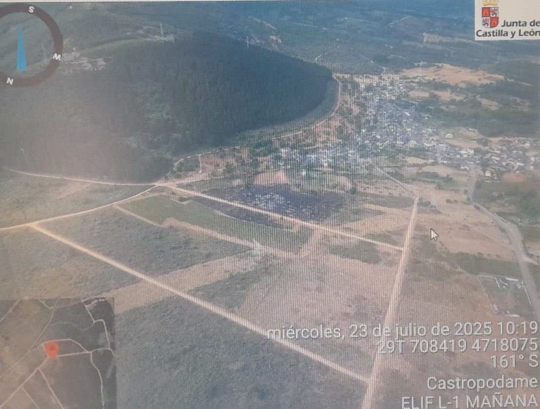 Incendio en Castropodame en la información de la Junta. 