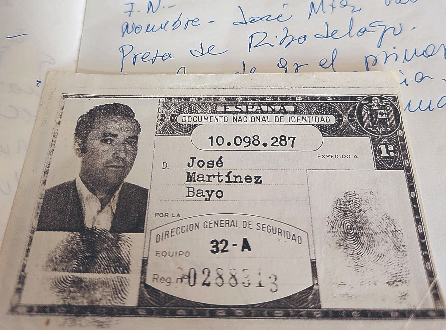 Imagen del documento de identidad de José Martínez Bayo, alias Carrilano Imagen del documento de identidad de José Martínez Bayo, alias Carrilano