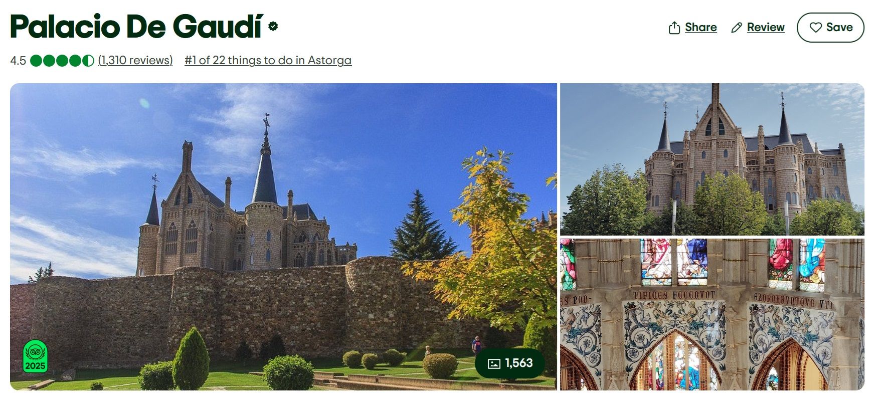 Calificación recibida en Tripadvisor.
