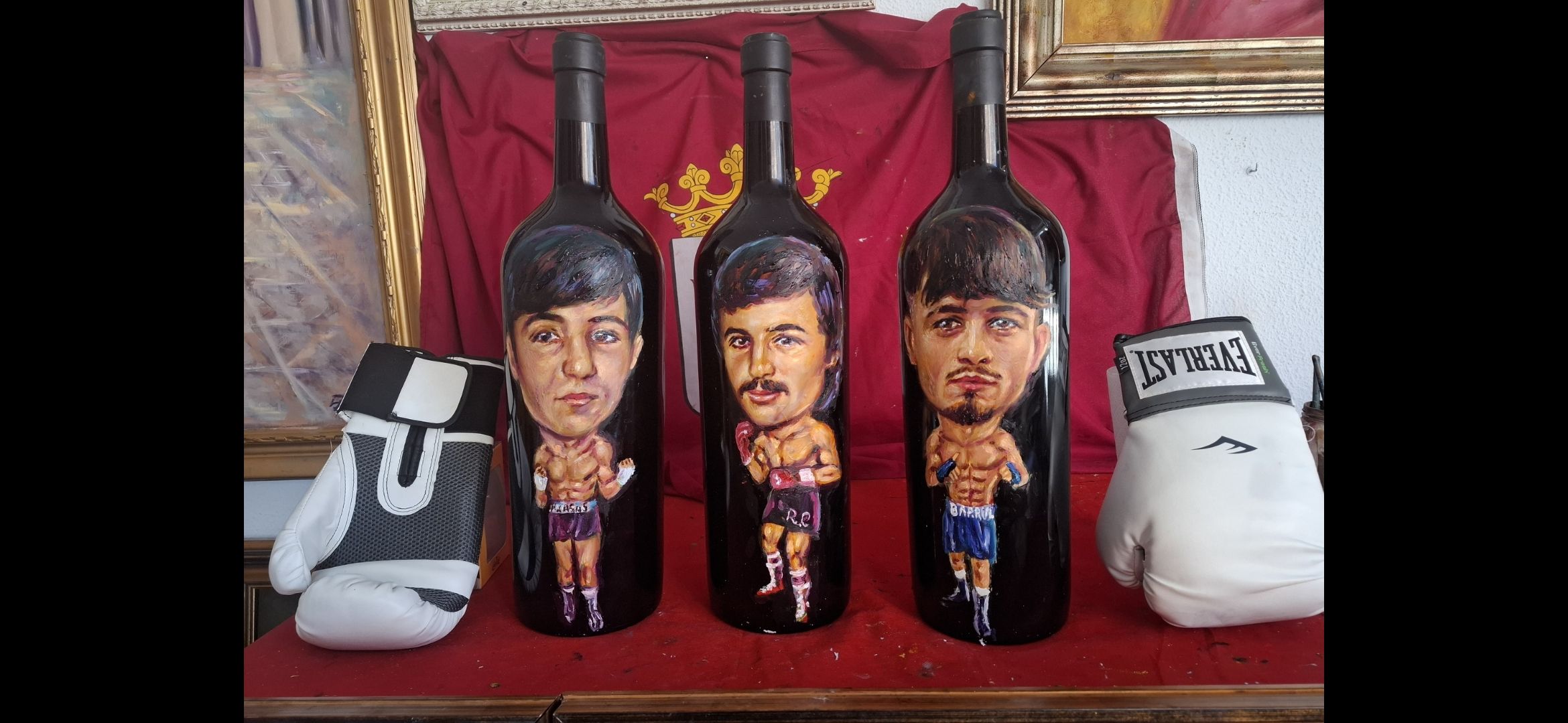 Retrato de los tres boxeadores leoneses que ha hecho Luis Zotes. | L.N.C.