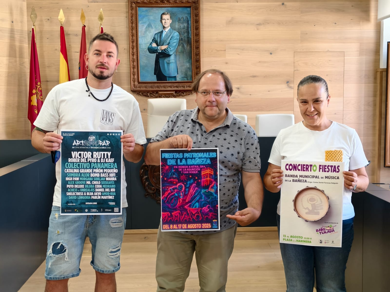 Toño Prada, Javier Carrera y Carmen Macho durante la presentación del cartel y programación de las fiestas. | A. RODRÍGUEZ