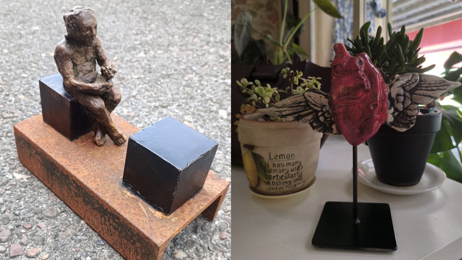 El ganador recibirá una escultura de Amancio González (izquierda) y el autor del poemario reconocido con el áccesit recibirá una obra de Molero. | L.N.C.