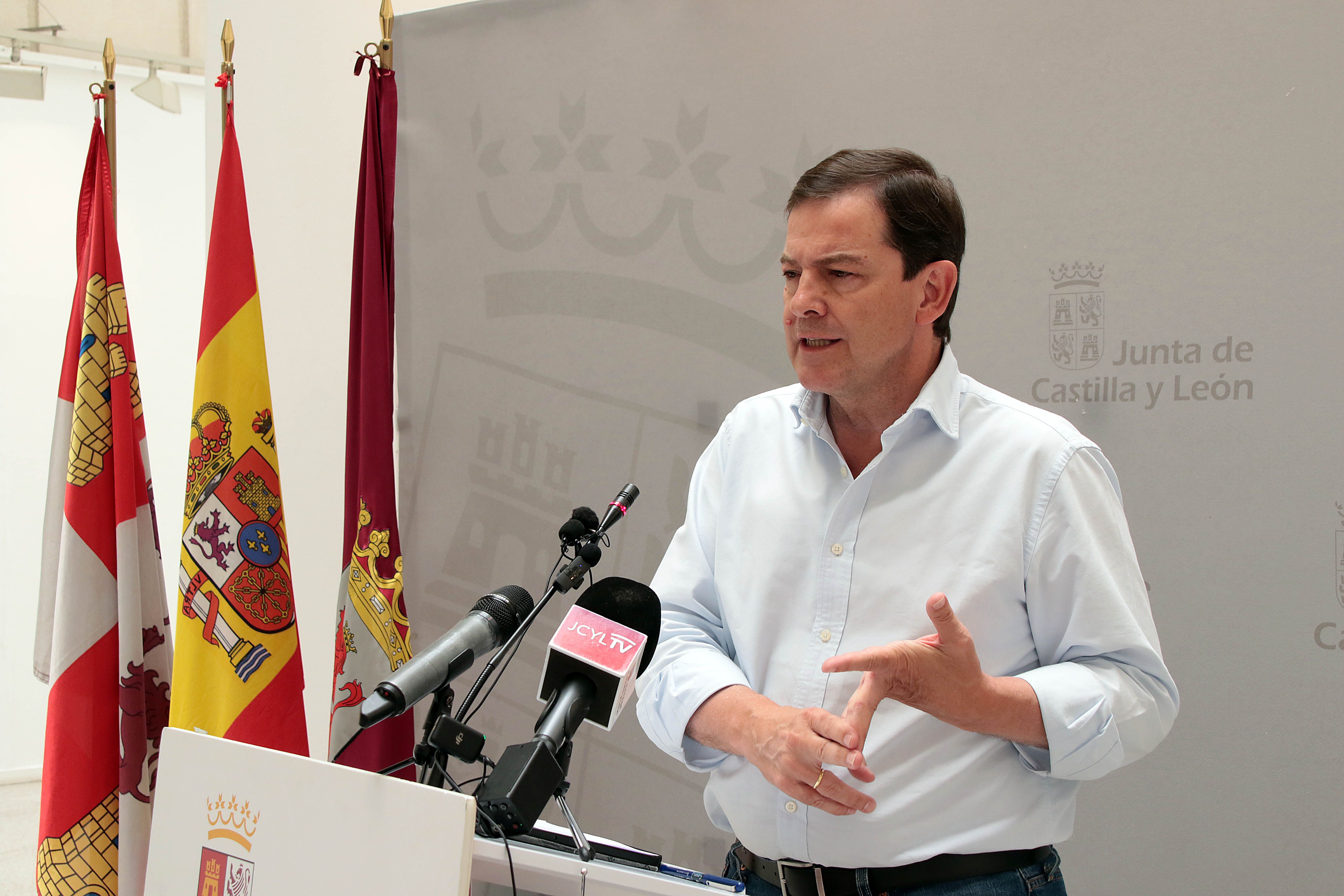 Mañueco, durante su comparecencia del martes en León. | ICAL