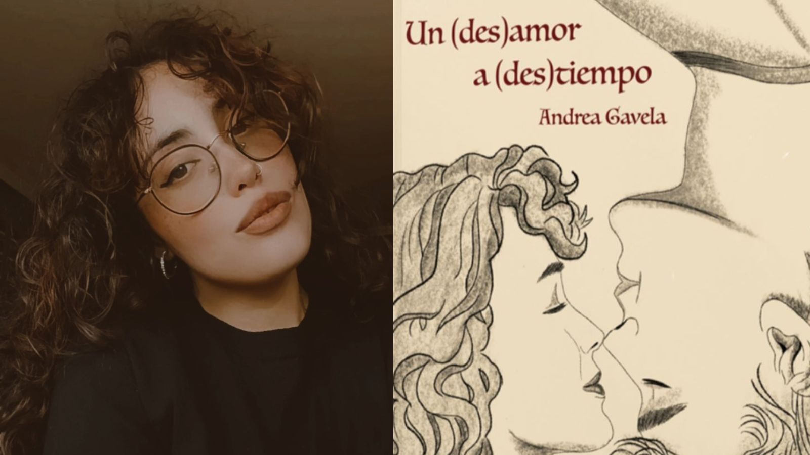 La leonesa Andrea Gavela y un fragmento de la portada de su poemario. | L.N.C.