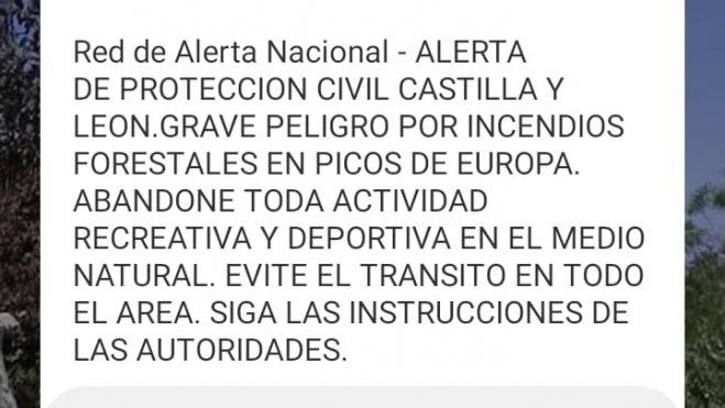Salta una nueva alerta en los móviles por los incendios forestales