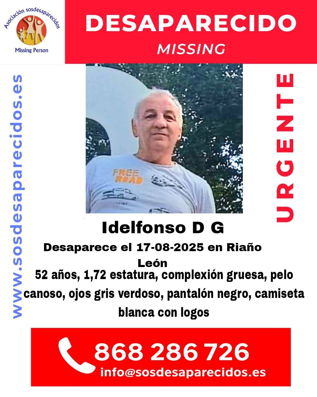 El varón, de 52 años y 1.72 de altura, desapareció este domingo en Riaño. | L.N.C. El varón, de 52 años y 1.72 de altura, desapareció este domingo en Riaño. | L.N.C.