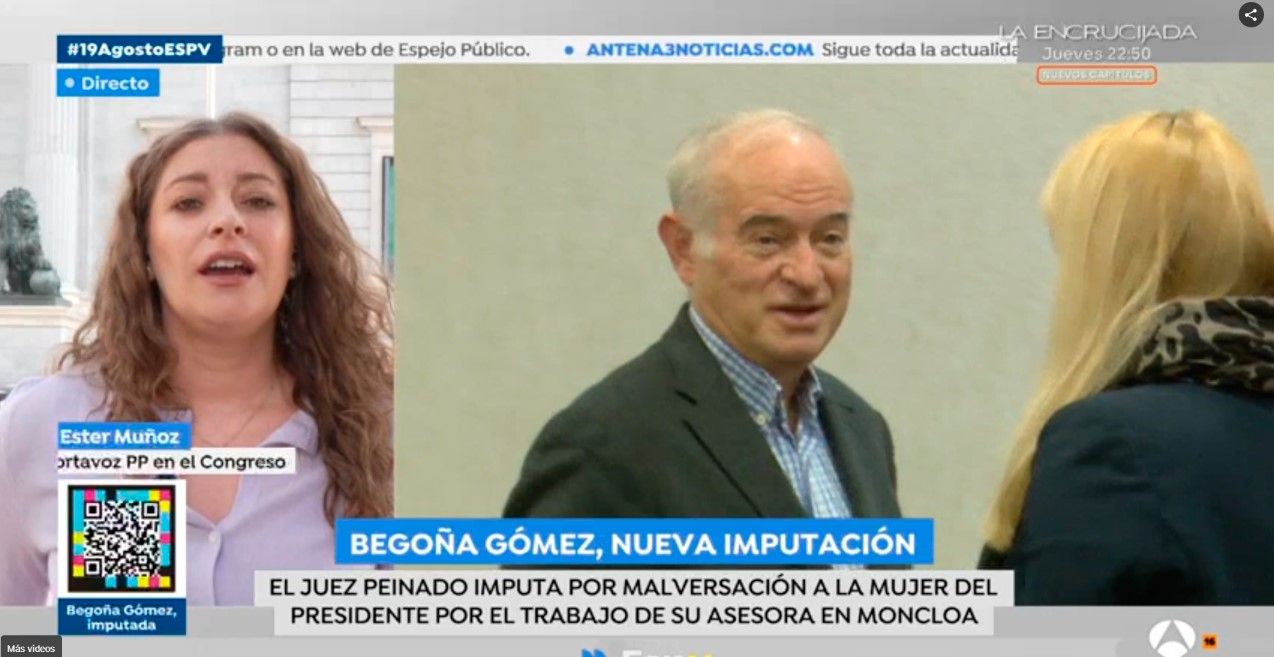 Una abeja pica en directo a Ester Muñoz.| ESPEJO PÚBLICO