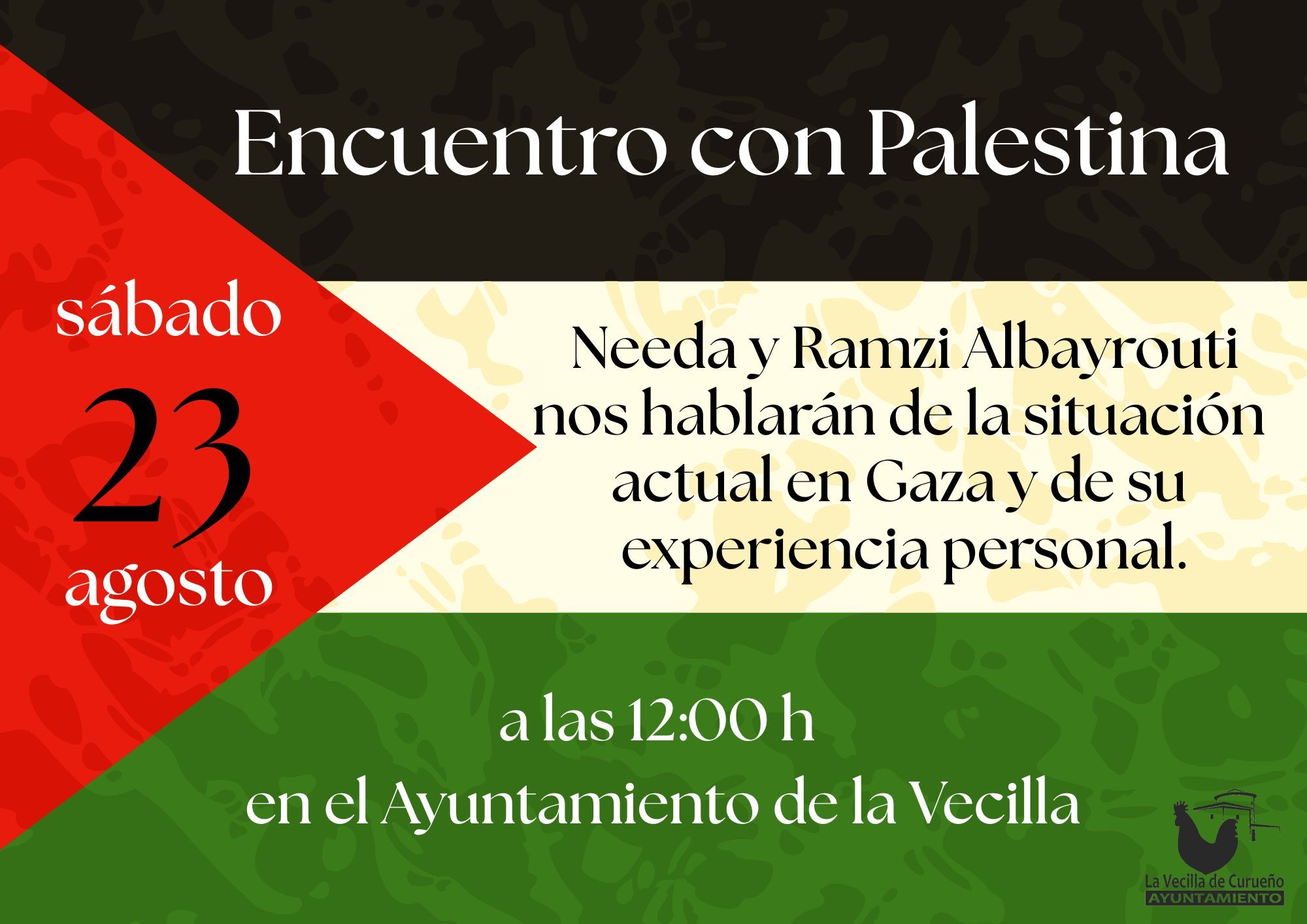 Cartel de la charla organizada por el Ayuntamiento de La Vecilla sobre Palestina.