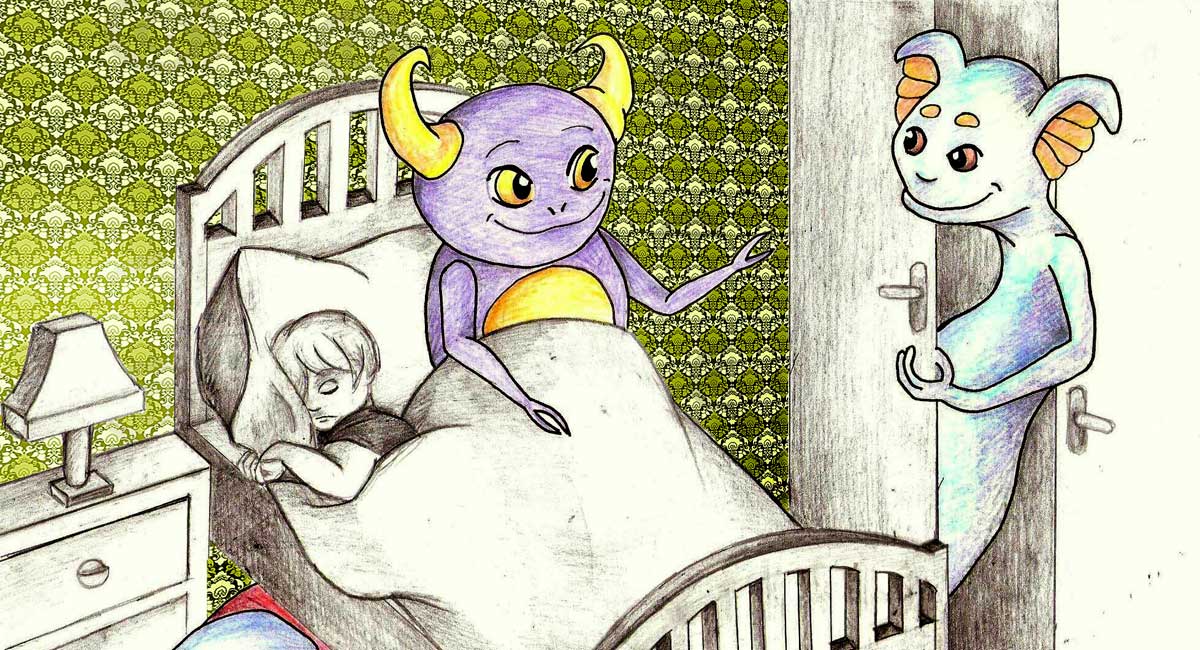Ilustración de María Larín para el cuento 'Saludos para monstruos'.