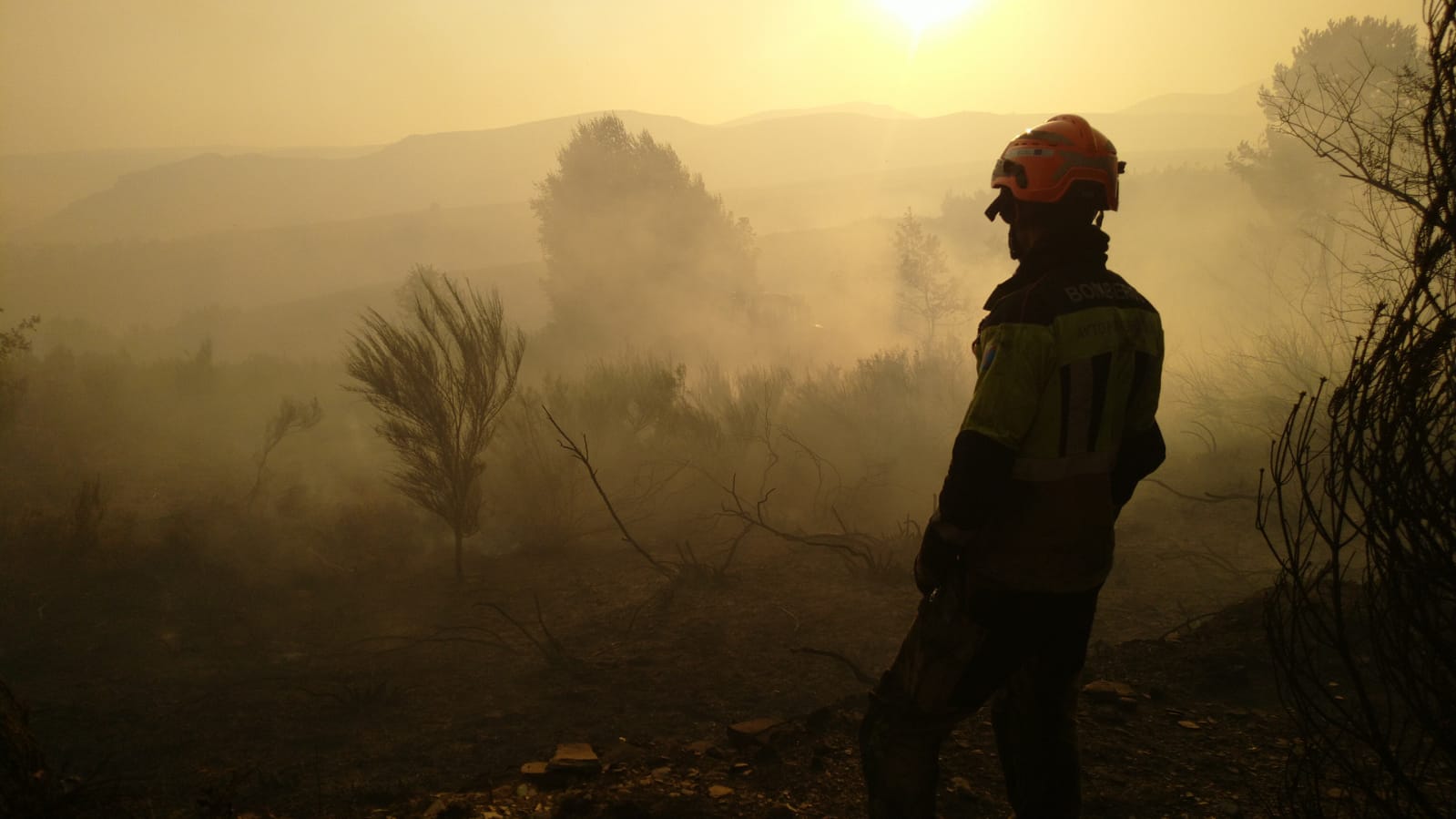 Actuación de los bomberos en el fuego de Argayo.